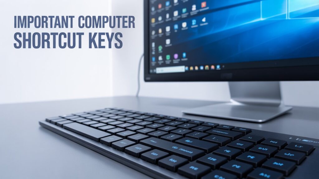 Keyboard showing important computer shortcut keys
