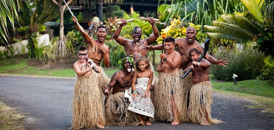 Fiji culture and fijian people in a traditional dress