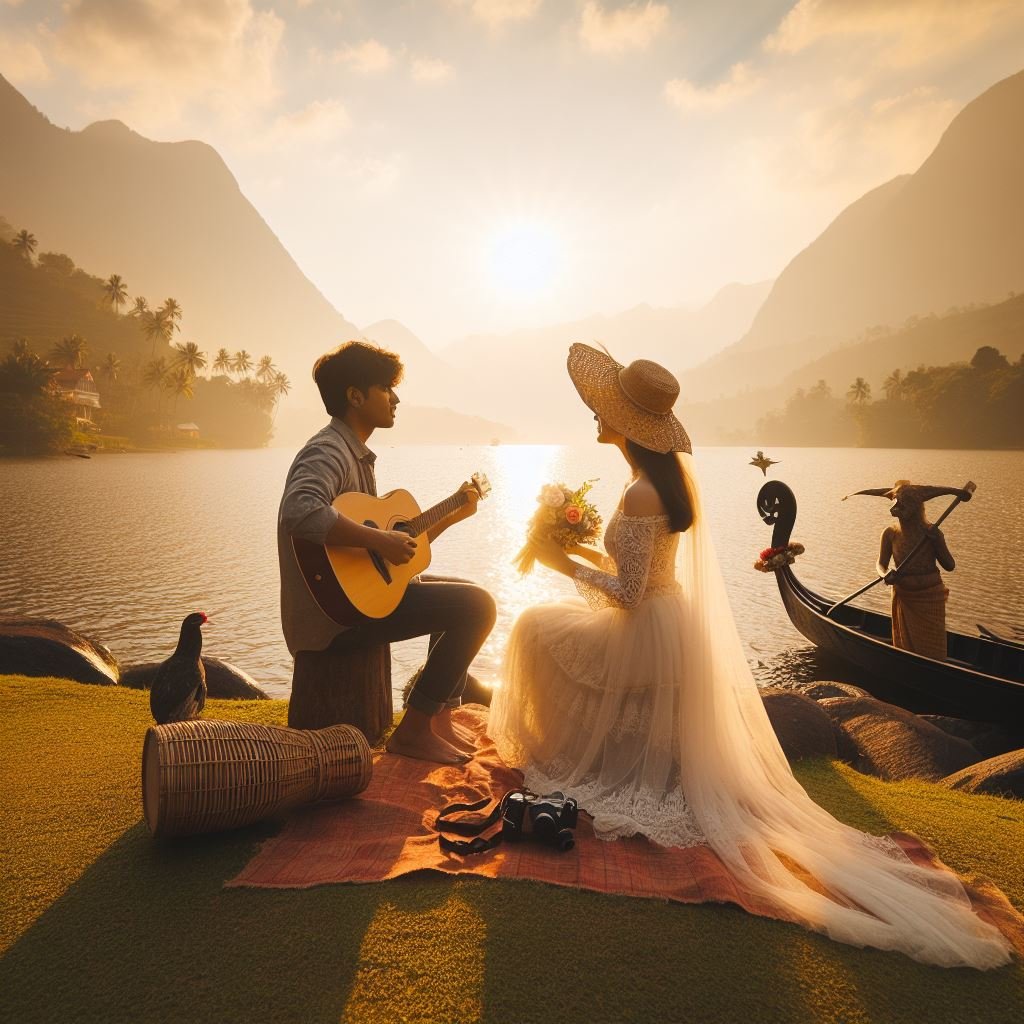 Serenading Each Other in God's Own Country in India for Honeymoon