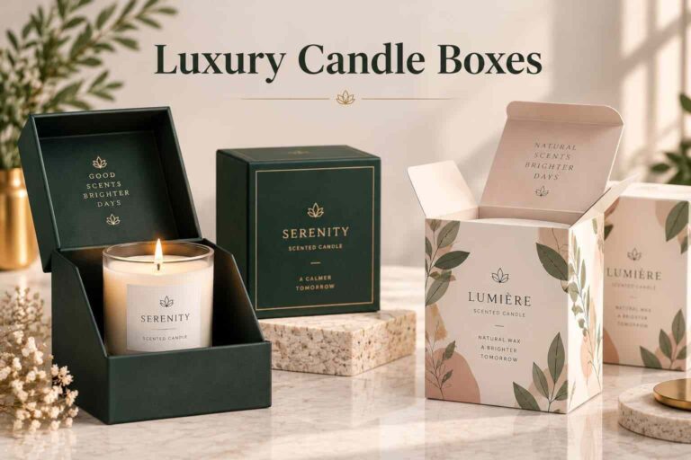Luxury style candle boxes with rigid and folding carton packaging